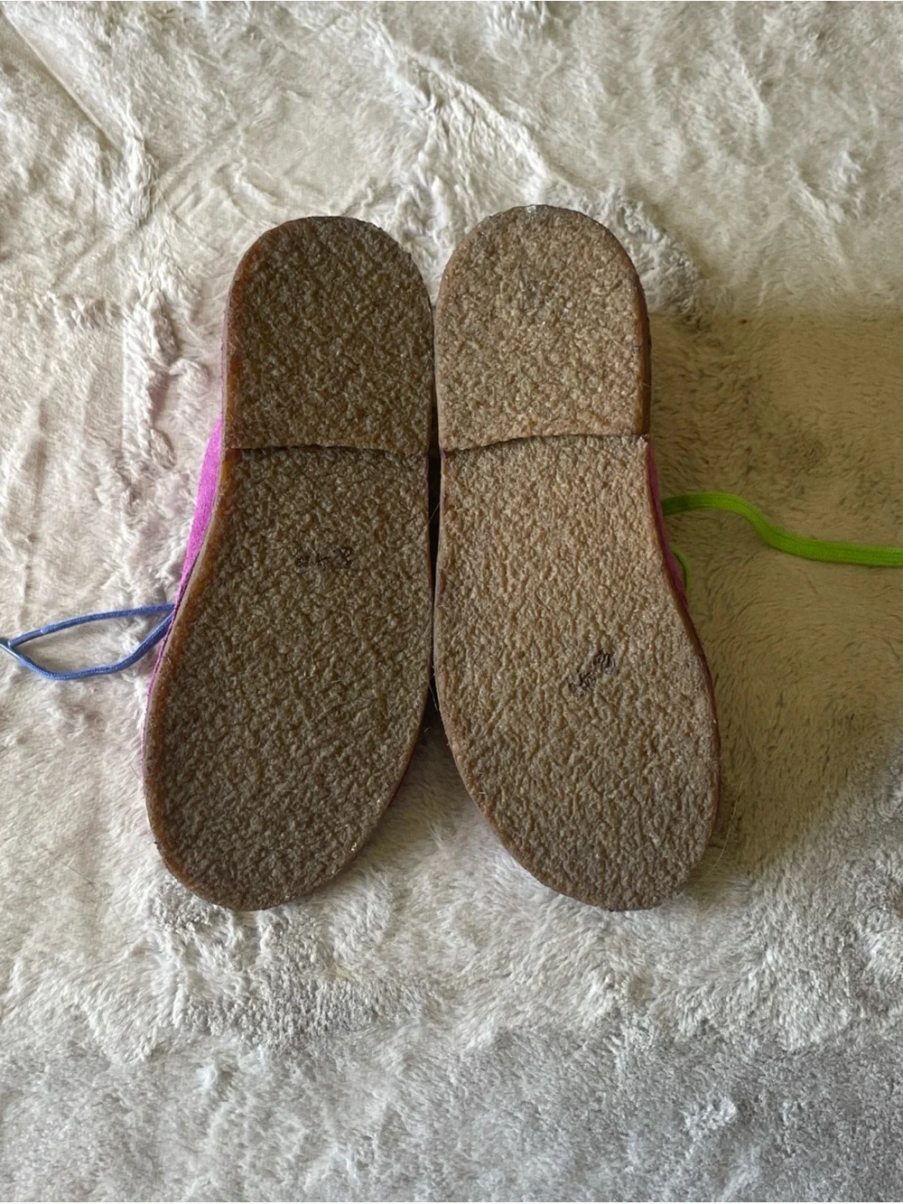 L.L. Bean Kids Fuchsia Suede Desert Boots with Blue and Green Laces